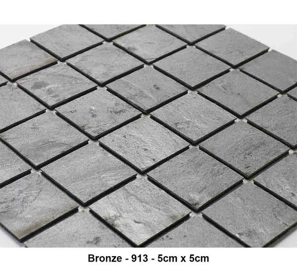 Mosaique pierre naturelle , Bronze , carreaux de 5 cm, rouleau de 30 cm x 30 cm