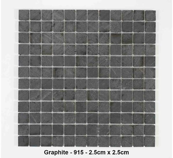 Mosaique pierre naturelle , Graphite , carreaux de 2.5 cm, rouleau de 30 cm x 30 cm