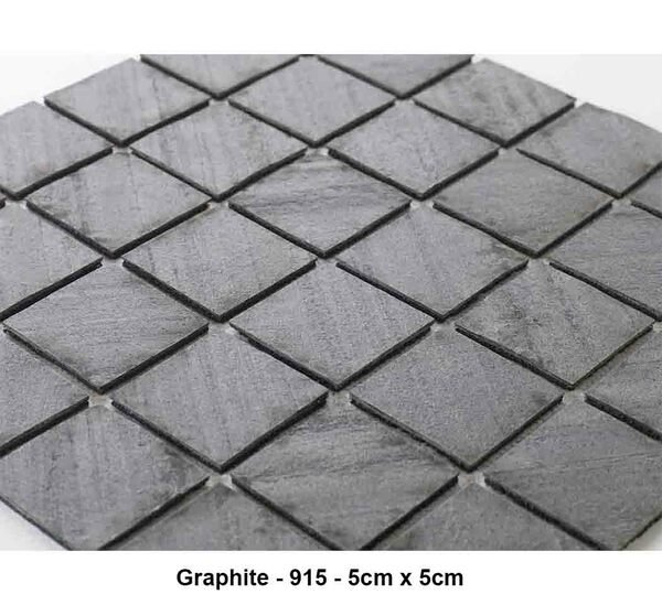 Mosaique pierre naturelle , Graphite , carreaux de 5 cm, rouleau de 30 cm x 30 cm