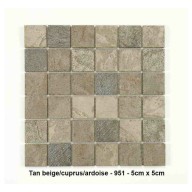 Mosaique pierre naturelle , Tan beige/Cuprus/Ardoise , carreaux de 5 cm, rouleau de 30 cm x 30 cm