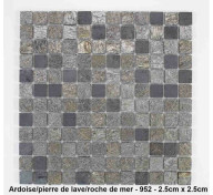 Mosaique pierre naturelle , Ardoise/Pierre de lave/Roche de mer , carreaux de 2.5 , rouleau de 30 cm x 30 cm