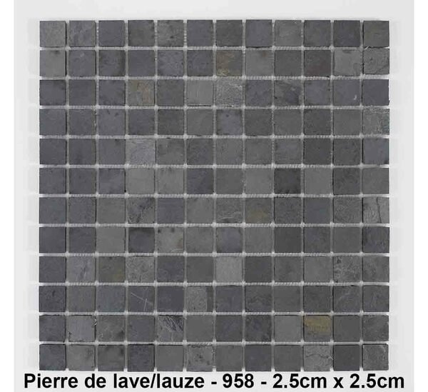 Mosaique pierre naturelle , Pierre de lave/Lauze , carreaux de 2.5 cm, rouleau de 30 cm x 30 cm