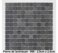 Mosaique pierre naturelle , Pierre de lave/Lauze , carreaux de 2.5 , rouleau de 30 cm x 30 cm