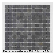Mosaique pierre naturelle , Pierre de lave/Lauze , carreaux de 2.5 cm, rouleau de 30 cm x 30 cm