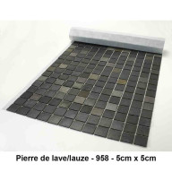 Mosaique pierre naturelle , Pierre de lave/Lauze , carreaux de 5 cm, rouleau de 1 m x 50 cm