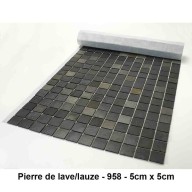 Mosaique pierre naturelle , Pierre de lave/Lauze , carreaux de 5 cm, rouleau de 30 cm x 30 cm