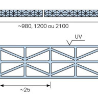 Plaque de toiture plat polycarbonate translucide l.0.98xL.4m, ep.16mm
