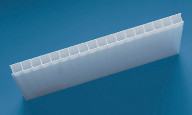 Plaque de polycarbonate traitée anti-UV 2 faces,  alvéolaire blanche, 2 parois ép. 10 mm, dimensions 2100 mm x 3000 mm