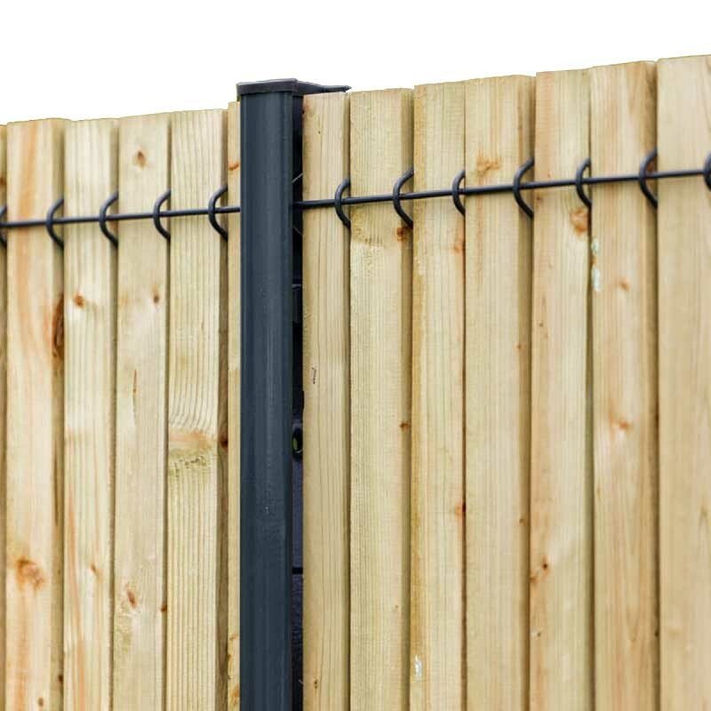 Kit d'occulation lattes bois en pin traité autoclave ép. 21 mm pour grillage rigide de 1,93 m de hauteur (pour 1 panneau) - largeur de maille 50 mm