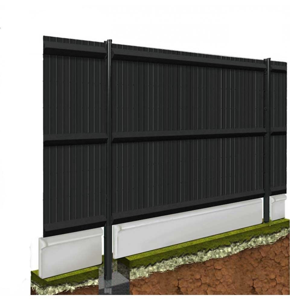 Grillage rigide pvc occultant avec soubassement coloris gris