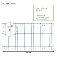 Panneau grillage rigide gris hauteur 1,53 m x 2,50 m de largeur, fils de 4 et 5 mm