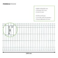 Panneau grillage rigide gris hauteur 1,53 m x 2,50 m de largeur, fils de 5 mm
