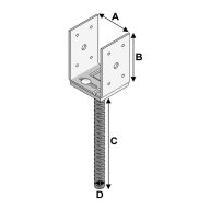 Pied de poteau réglable à sceller