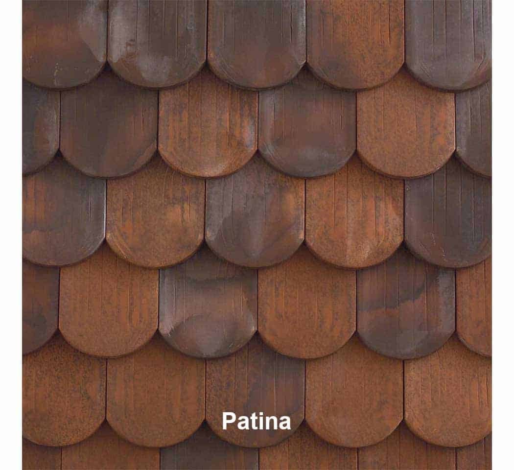 Tuile plate 18 x 38 écaille couleur patiné