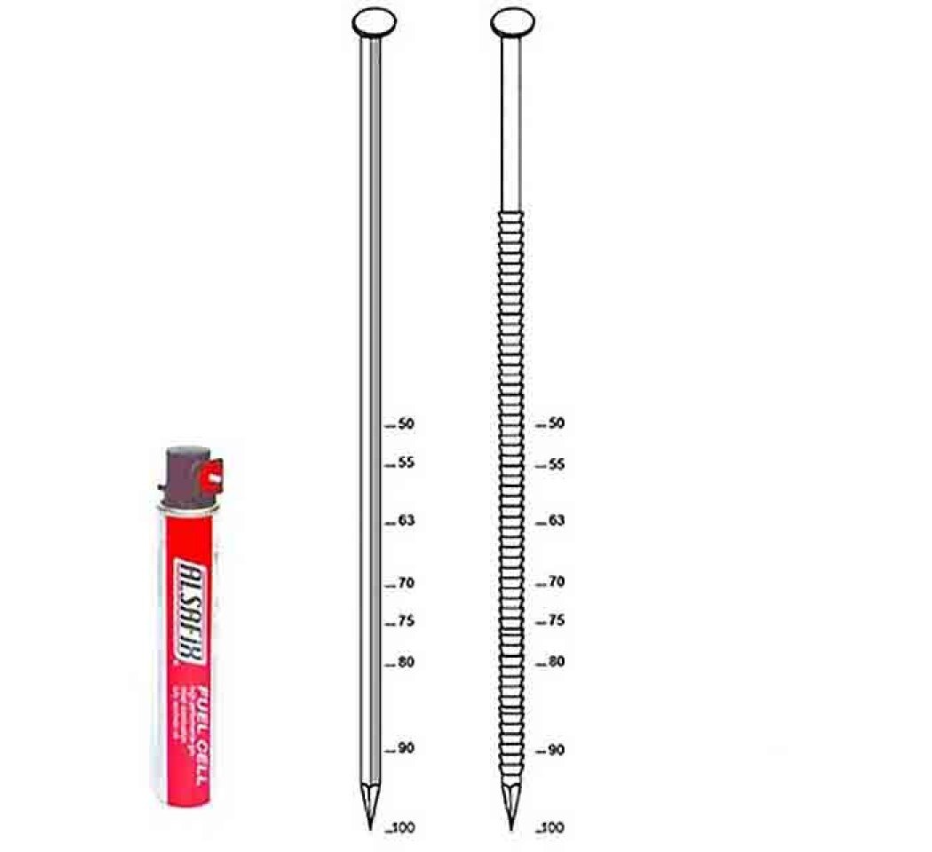 Pack pointes annelées INOX A2, en bandes 34°, + 2 cartouches gaz