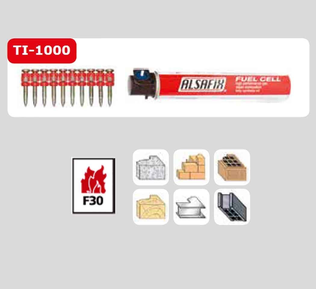 Pack clous béton TI-1000/17 XH avec une cartouche de gaz