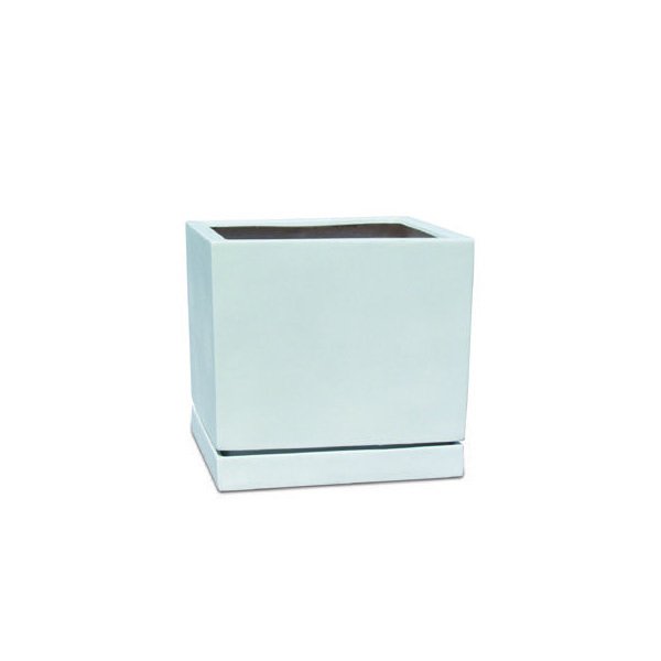 Vase carré avec soucoupe Portland GM couleur Blanc