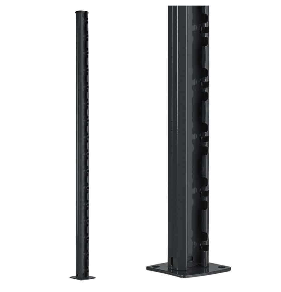 Poteau à encoche sur platine pour grillage rigide couleur gris, hauteur 107 cm