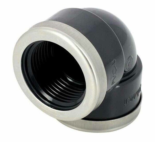 Coude PVC pression Ø 16 mm, 90° F/F avec bague métallique de renfort