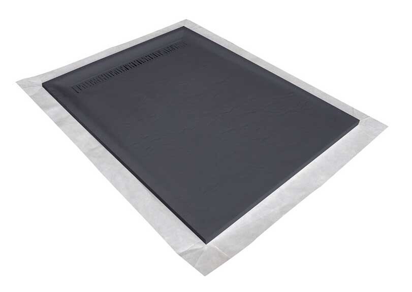 Receveur résine 180 x 90 cm gris ardoise imitation ardoise - grille caniveau excentrée