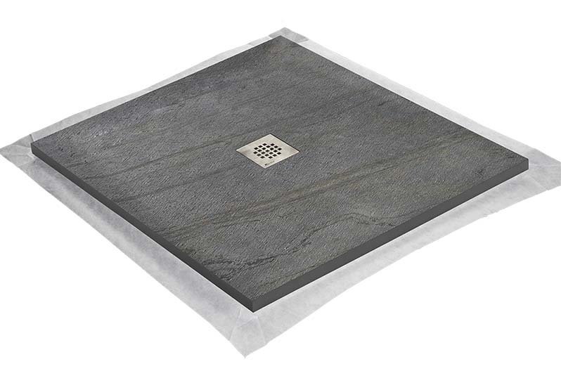 Receveur pierre naturelle ardoise claire 120 x 120 cm - grille carrée centrée