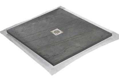 Vignette Receveur pierre naturelle ardoise claire 70 x 70 cm - grille carrée centrée