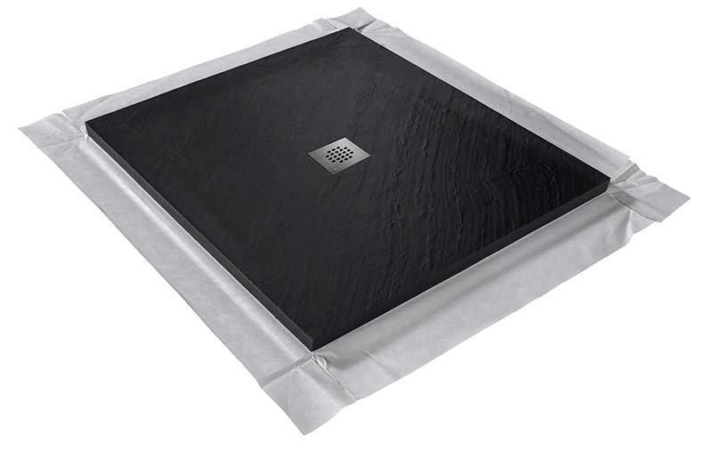 Receveur pierre naturelle graphite noir 70 x 70 cm - grille carrée centrée