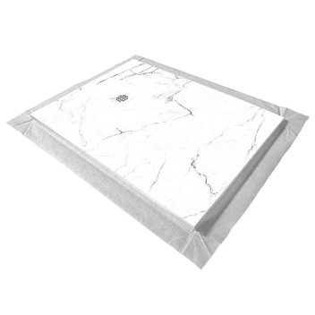 Vignette Receveur résine 150 x 100 cm imitation marbre blanc - grille carrée excentrée