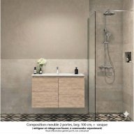 Ensemble meuble de salle de bain Oxford 100 cm chêne Sanremo, plan vasque marbre reconstitué, 2 portes