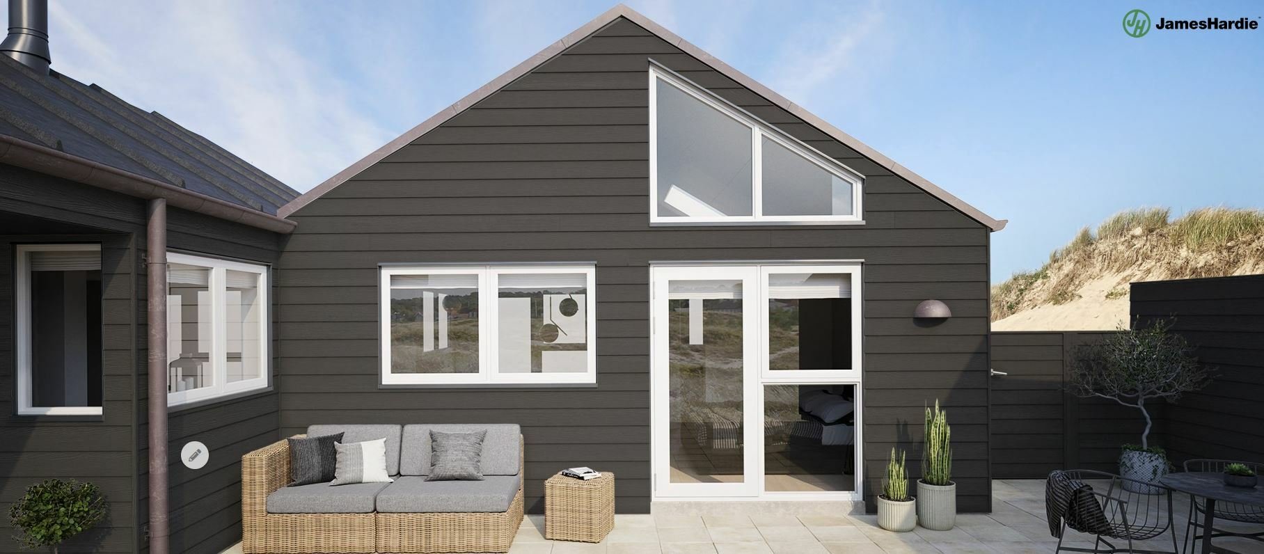 Bardage clin à emboîtement fibres-ciment hardie Plank VL, couleur noir minuit, cédar (lot de 2 lames)