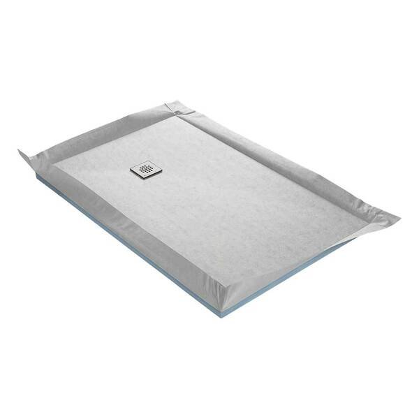 Receveur à carreler ultra-plat complet, écoulement décentré (format baignoire), 120 x 90 cm