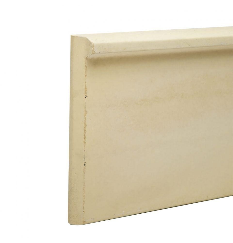 Soubassement en béton ton pierre, hauteur 25 cm pour clôture grillage rigide, poteau à encoches