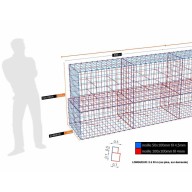 Kit gabion, 120 cm (H) x 70 cm + 50 cm, pour soutènement, assemblage agrafes, mailles 5 x 10 cm, grilles non visibles mailles 10 x 10 cm