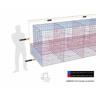 Kit gabion, 150 cm (H) x 150 cm + 100 cm, pour soutènement, assemblage agrafes, mailles 5 x 10 cm, grilles non visibles mailles 10 x 10 cm