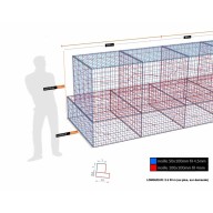 Kit gabion, 150 cm (H) x 150 cm + 100 cm, pour soutènement, assemblage spirales, mailles 5 x 10 cm, grilles non visibles mailles 10 x 10 cm