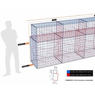 Kit gabion, 150 cm (H) x 70 cm + 50 cm, pour soutènement, assemblage spirales, mailles 5 x 10 cm, grilles non visibles mailles 10 x 10 cm
