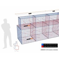 Kit gabion, 170 cm (H) x 100 cm + 50 cm, pour soutènement, assemblage spirales, mailles 5 x 10 cm, grilles non visibles mailles 10 x 10 cm