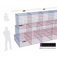 Kit gabion, 250 cm (H) x 150 cm + 100 cm + 70 cm, pour soutènement, assemblage spirales, mailles 5 x 10 cm, grilles non visibles mailles 10 x 10 cm