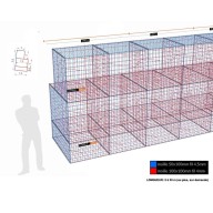 Kit gabion, 250 cm (H) x 150 cm + 150 cm + 100 cm, pour soutènement, assemblage spirales, mailles 5 x 10 cm, grilles non visibles mailles 10 x 10 cm