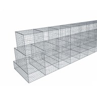 Kit gabion, 250 cm (H) x 200 cm + 150 cm + 100 cm, pour soutènement, assemblage spirales, mailles 5 x 10 cm, grilles non visibles mailles 10 x 10 cm