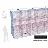 Kit gabion, 300 cm (H) x 150 cm + 100 cm + 100 cm, pour soutènement, assemblage spirales, mailles 5 x 10 cm, grilles non visibles mailles 10 x 10 cm