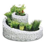 Mini jardinière spirale aromatique en gabion avec film de séparation 57 cm x 42 cm x 29 cm, mailles 2,5 x 10 cm