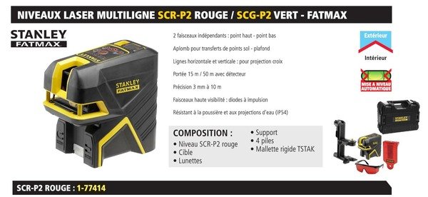 Niveau laser croix + 2 points - SCRP2