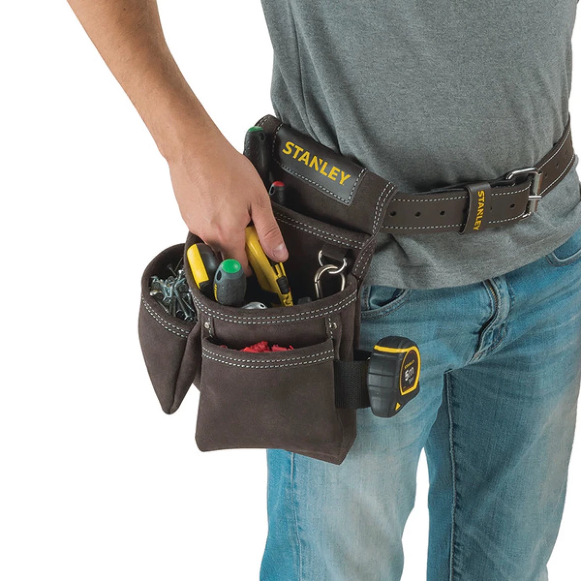 Porte-outils de ceinture en cuir, 4 poches, 33 cm 