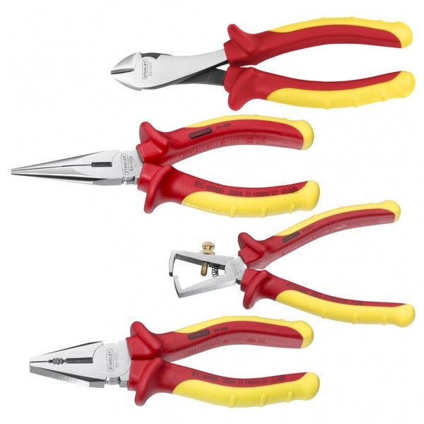 Coffret de 4 pinces isolées 1000V, tête chromée inoxydable