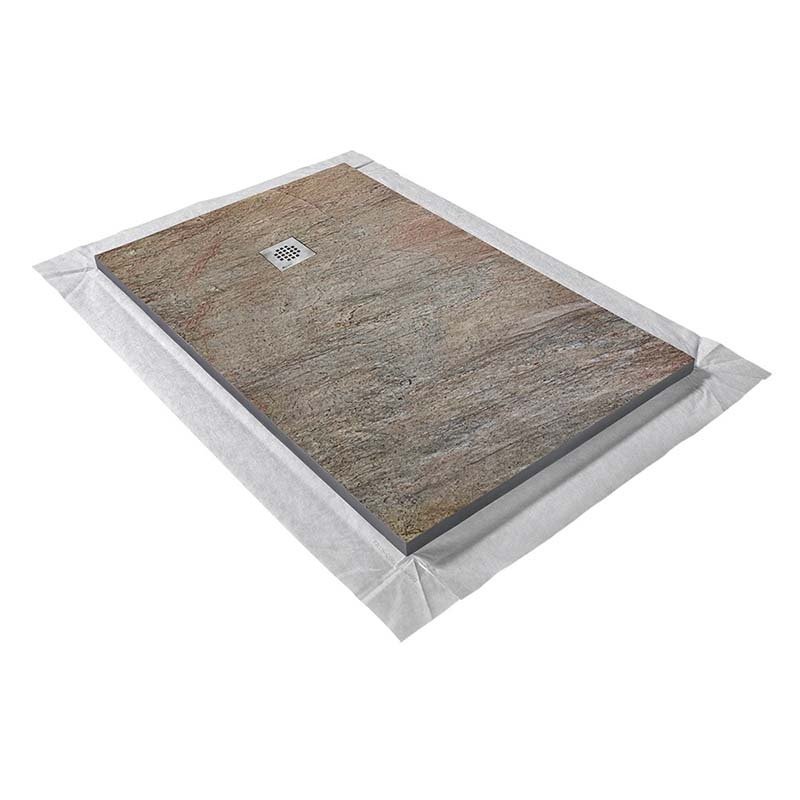 Receveur pierre naturelle cuivre 200 x 100 cm - grille carrée acier excentrée