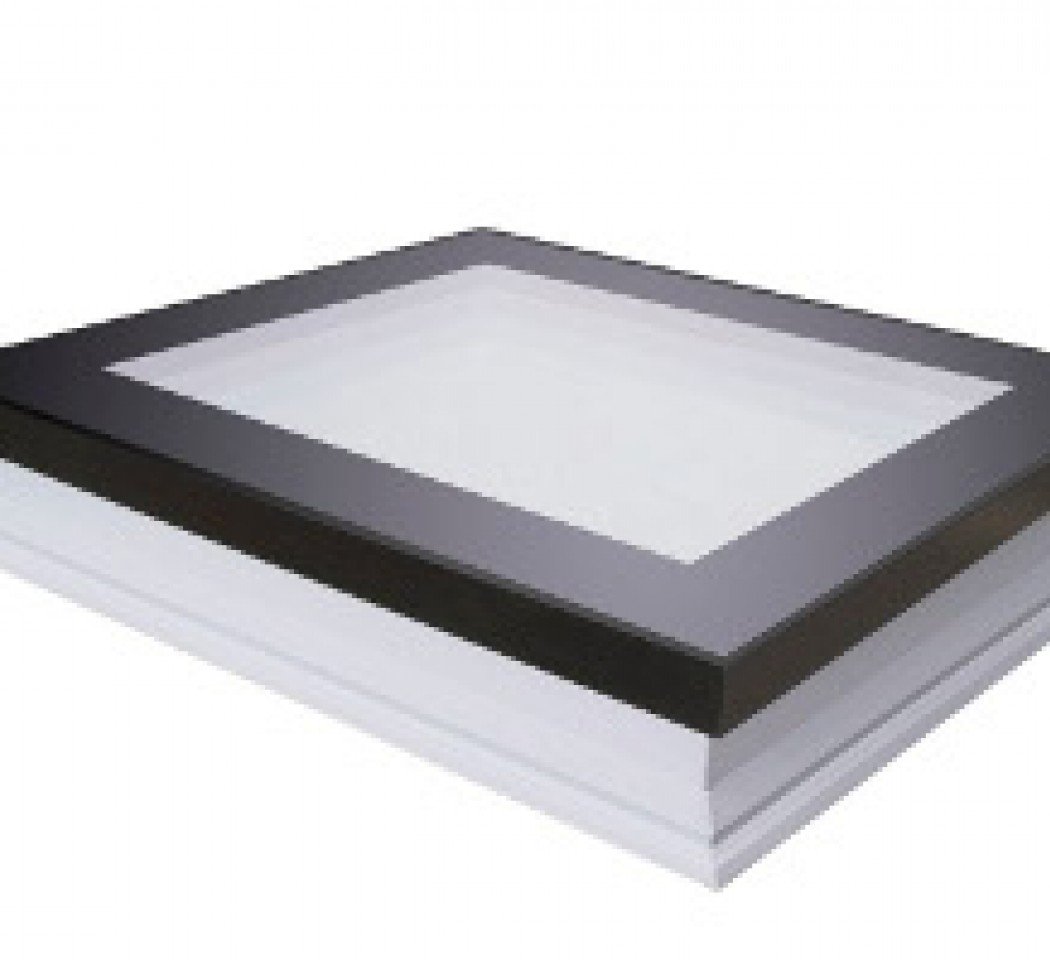 Fenêtre plane fixe pour toit plat, quadruple vitrage - 60 cm x 60 cm