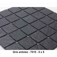 Mosaique Solid surface imitation pierre -5 x , carreaux de 5 cm, - rouleau 30 x 30 cm - gris ardoise texturé