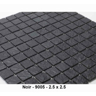 Mosaique Solid surface imitation pierre -carreaux de 2.5 cm, - rouleau 30 x 30 cm - noir texturé