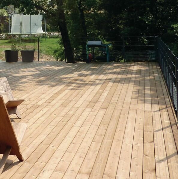 Lame de terrasse 26 x 140 mm, pin sylvestre thermotraité - profil lisse
